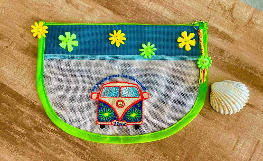 Van Life – Combi Rétro Peace & Love – Motif de Broderie Machine 10x10