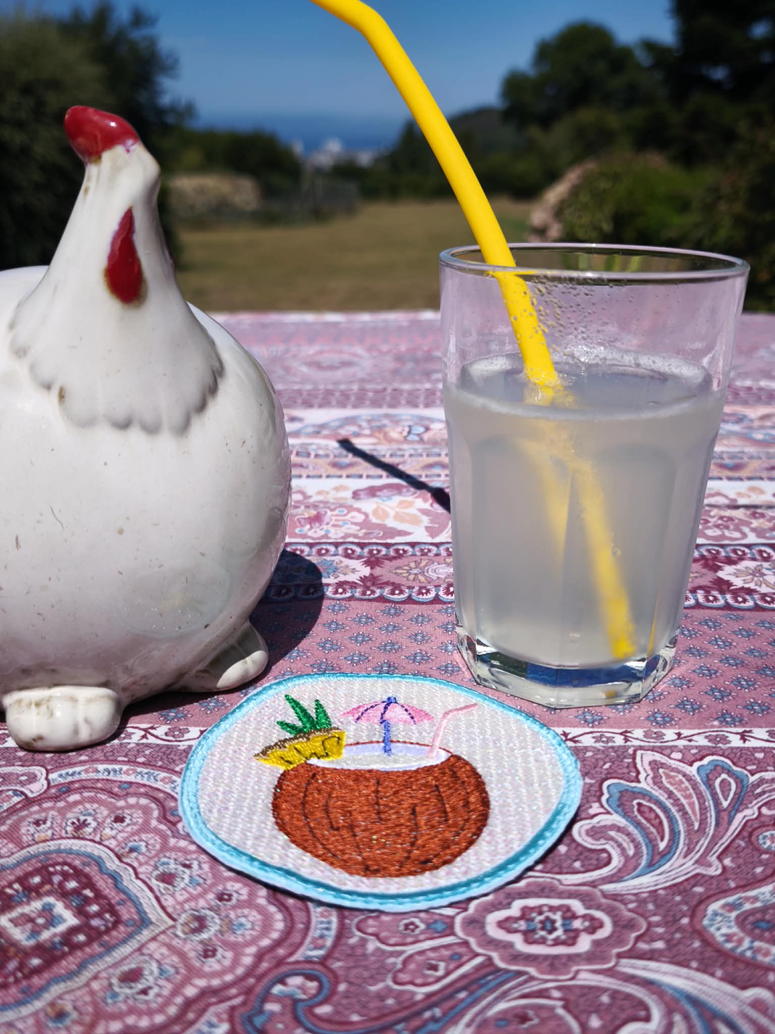 Sous-verre ITH Cocktail Pina Colada – Motif de Broderie Machine 10x10