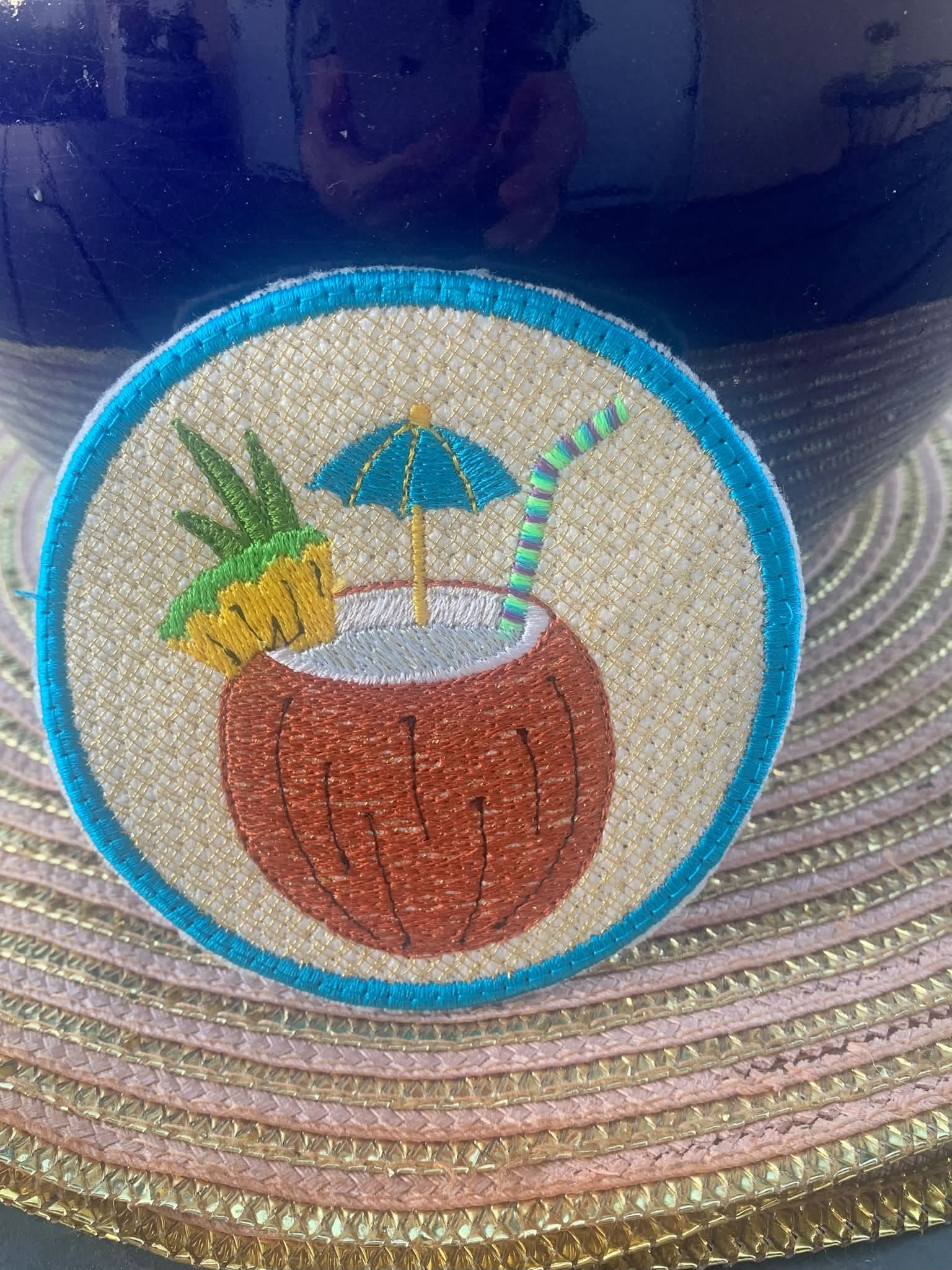 Sous-verre ITH Cocktail Pina Colada – Motif de Broderie Machine 10x10