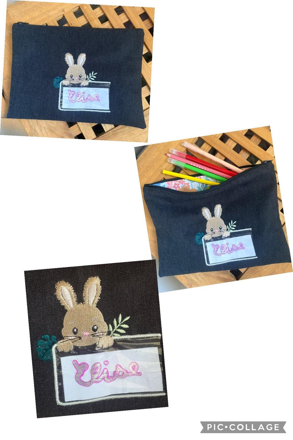 Étiquette Appliqué Cristal Lapin – motif de broderie machine 10x10 avec lapin, feuillage et fenêtre transparente en Cristal