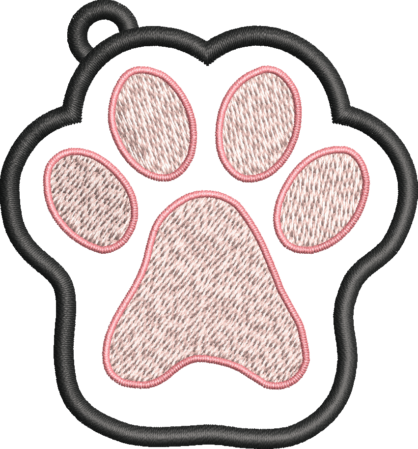 Porte-clé ITH Patte de Chien / Chat – Fichier Broderie Disponible 10x10