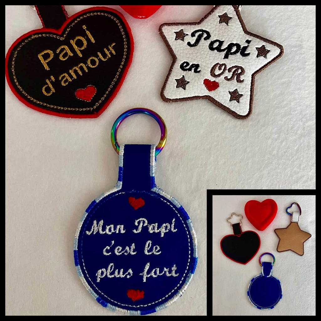 Mon Papi c’est le Plus Fort – Porte-clés ITH – Fête des Papis – Motif de Broderie Machine 10x10