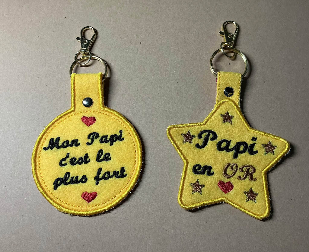 Mon Papi c’est le Plus Fort – Porte-clés ITH – Fête des Papis – Motif de Broderie Machine 10x10