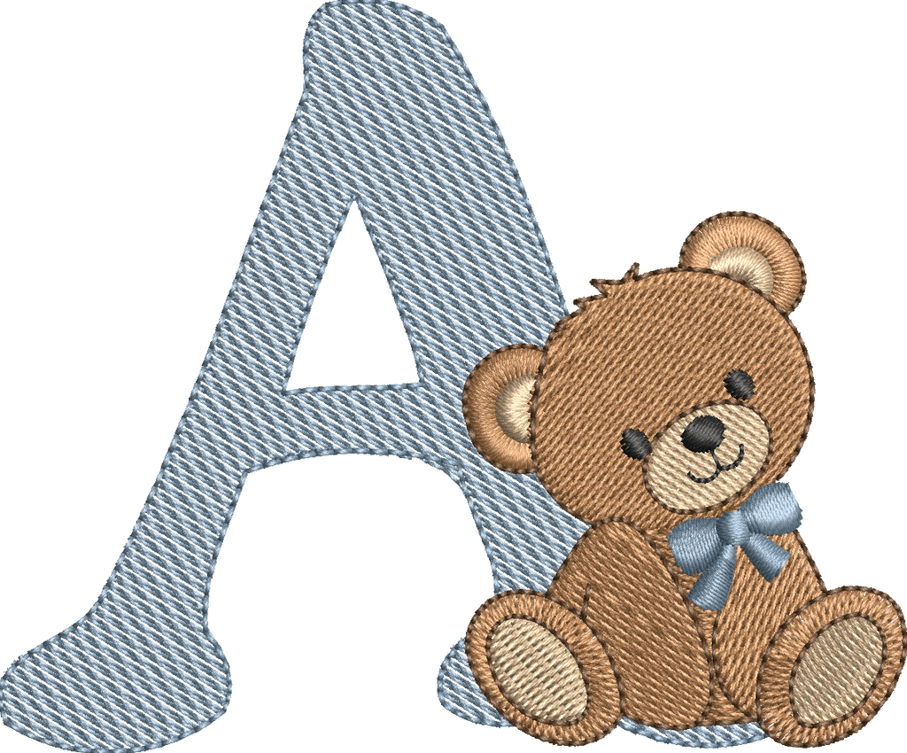 Alphabet Nounours – Monogrammes Ourson – 26 Lettres – Motifs de Broderie Machine 10x10