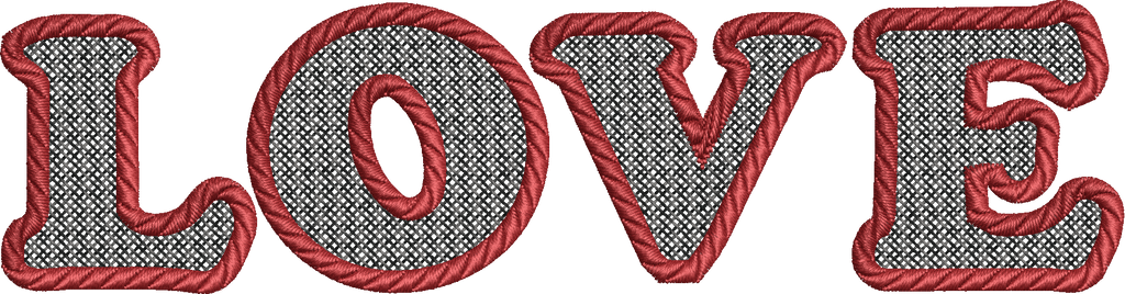 Appliqué LOVE Mylar - Motif de Broderie - Format possible Pack 3 tailles, cadre 15x15, 18x13, 26x16