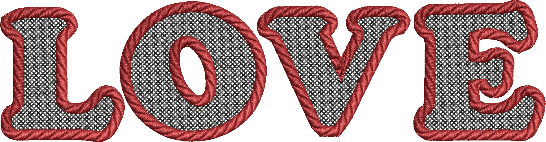 Appliqué LOVE Mylar - Motif de Broderie - Format possible Pack 3 tailles, cadre 15x15, 18x13, 26x16