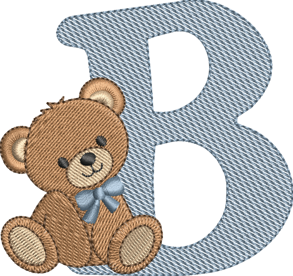 Alphabet Nounours – Monogrammes Ourson – 26 Lettres – Motifs de Broderie Machine 10x10