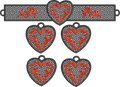 Trio Boucles/pendentif et Bracelet Coeur FSL - Motif de broderie - Cadre 18x13 et cadre 10x10