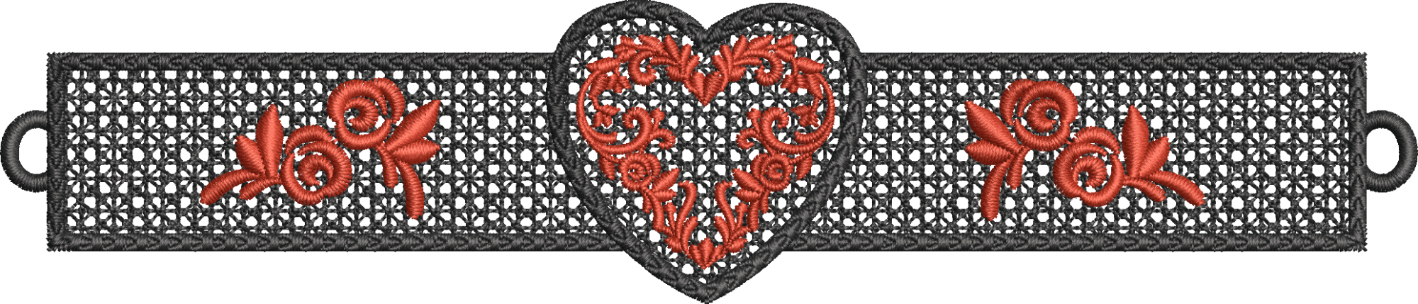 Bracelet Coeur FSL - Motif de broderie - Cadre 18x13