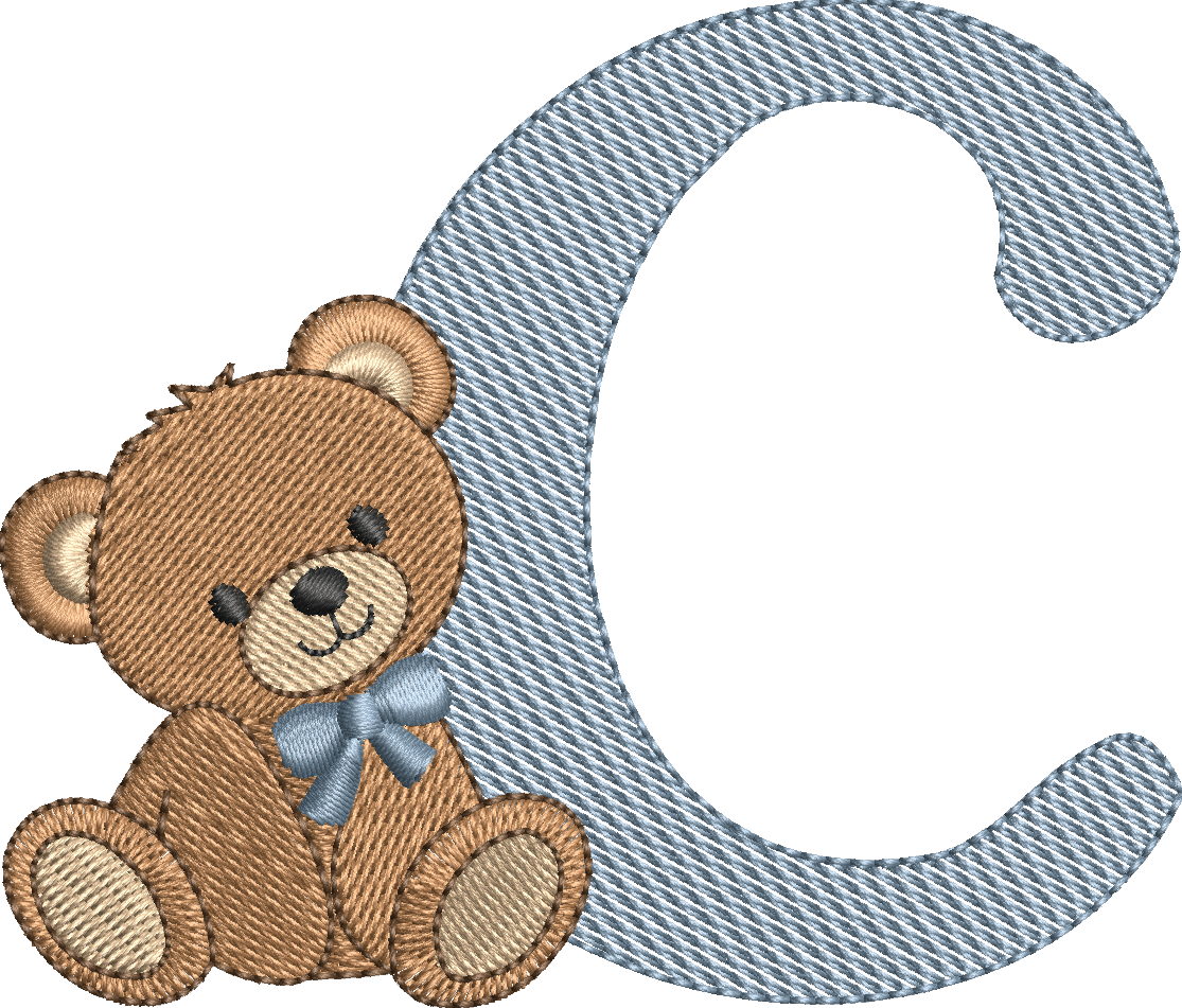 Alphabet Nounours – Monogrammes Ourson – 26 Lettres – Motifs de Broderie Machine 10x10