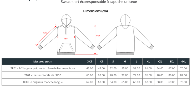 Sweat-shirt écoresponsable à capuche unisexe à personnaliser en broderie