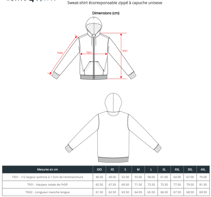 Sweat zippé à capuche unisexe – Native Spirit à personnaliser en broderie