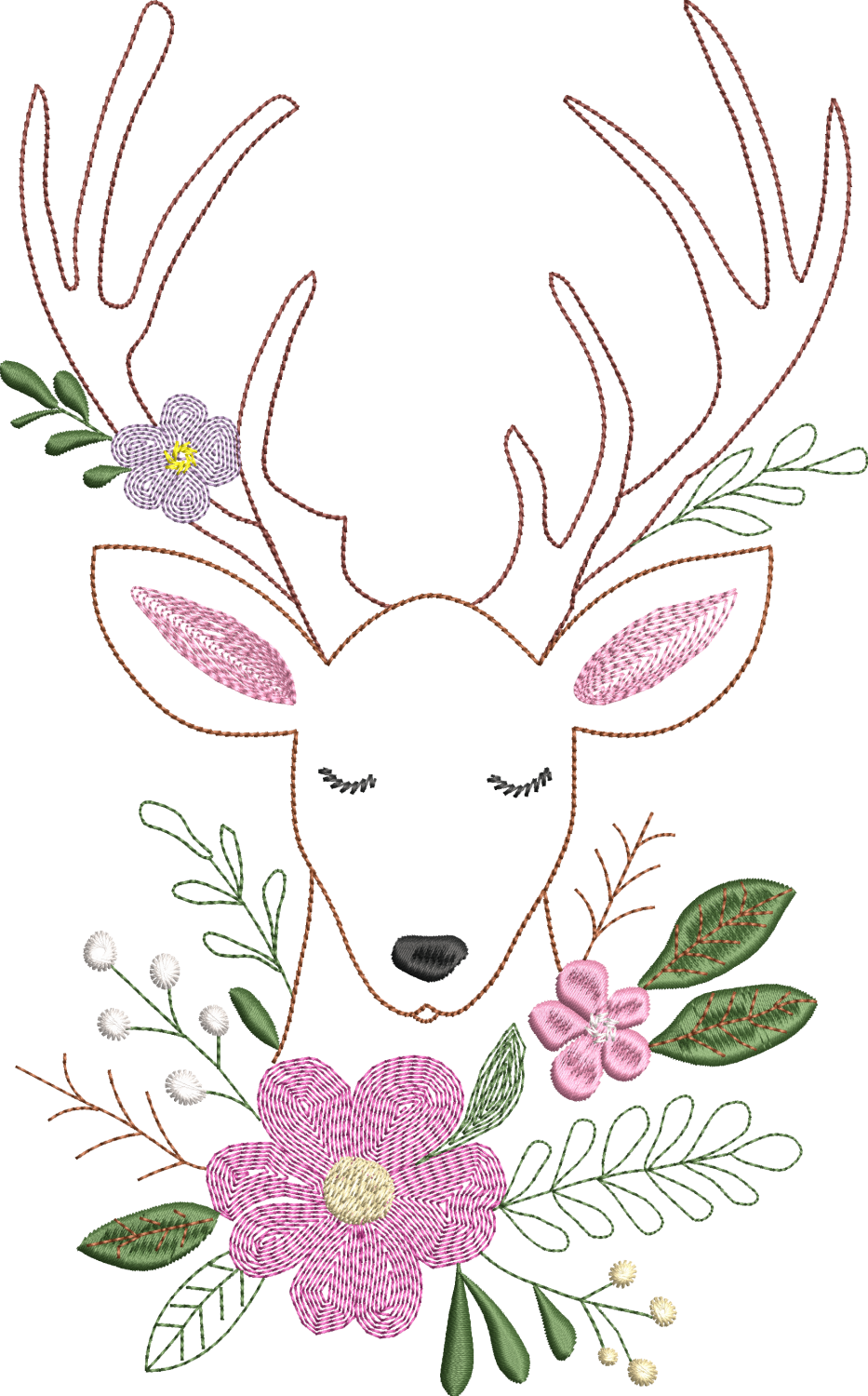 Cerf élégant Touche de couleurs – Finesse, poésie & magie de Noël - Motif de broderie -Format disponible : Pack 4 tailles, 10x10, 15x15, 18x13, 26x16