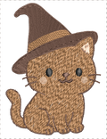 Petit chat sorcier – Spécial Halloween - Motif de broderie - Cadre 10x10