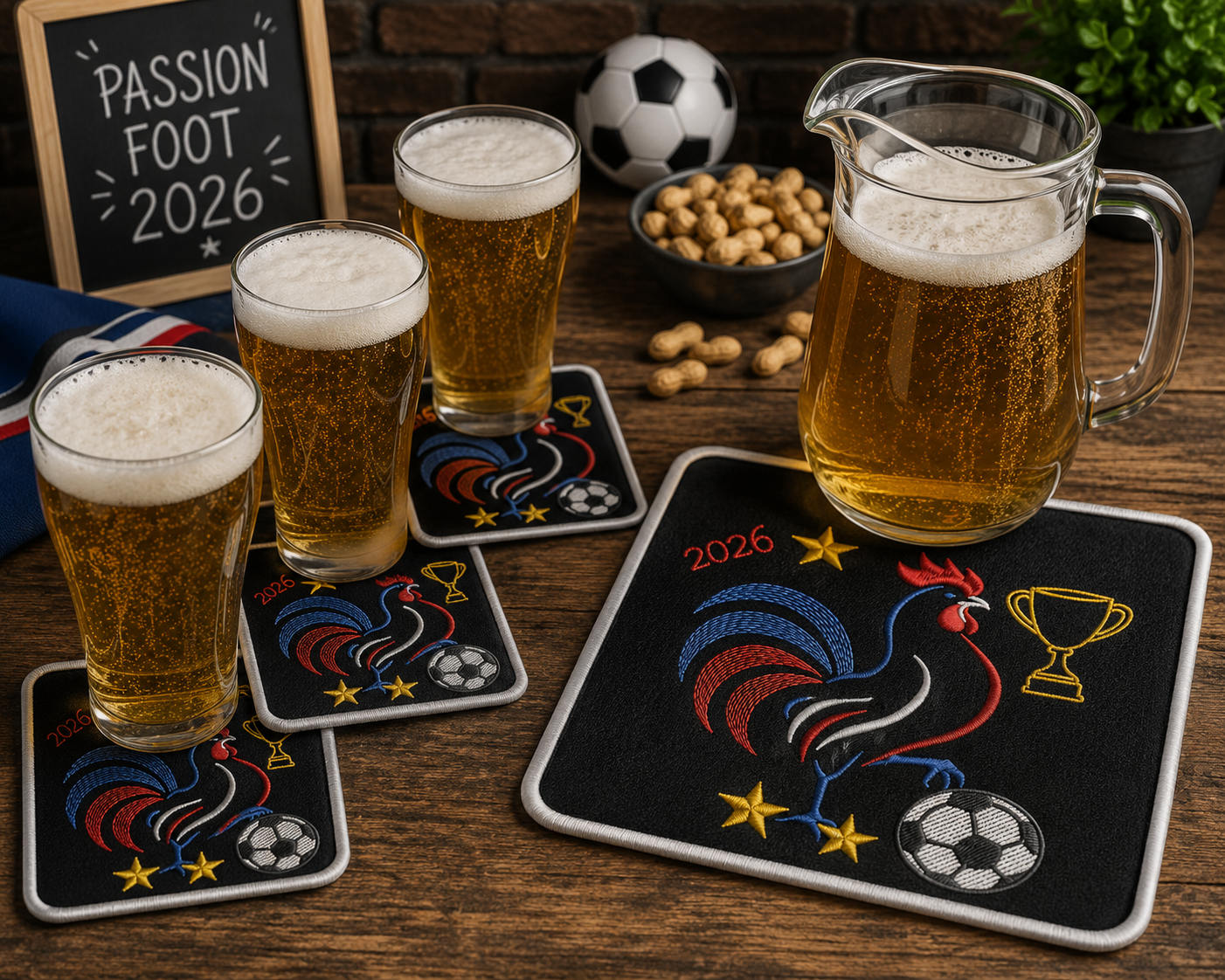 ITH Passion Foot 2026 | Sous-verres et Sous-pichet Broderie Machine pour Supporters