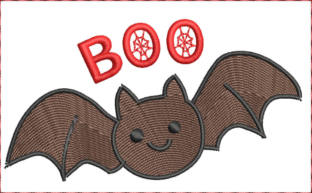 Petite chauve-souris BOO – Douceur, fun & esprit Halloween - Motif de broderie - Cadre 10x10
