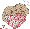 Chien endormi – Cœur Mylar » - Format disponible : Pack 2 tailles, Cadre 10x10 et 15x15