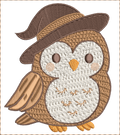 Petite chouette sorcière – Douceur, magie & Halloween - Motif Broderie - Cadre 10x10