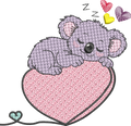 Koala endormi – Cœur Mylar » - Format disponible : Pack 2 tailles, Cadre 10x10 et 15x15