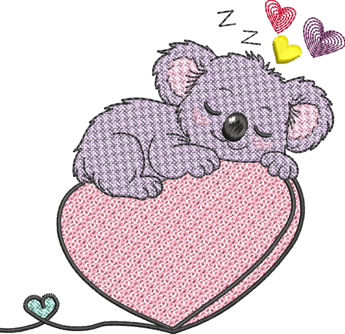 Koala endormi – Cœur Mylar » - Format disponible : Pack 2 tailles, Cadre 10x10 et 15x15