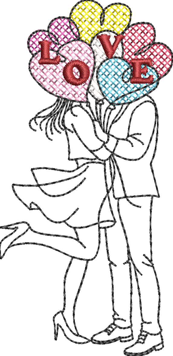 Couple d’amoureux– Légèreté, tendresse & poésie - Motif de broderie - Format disponible pack 4 tailles, 10x10, 15x15, 18x13, 26x16