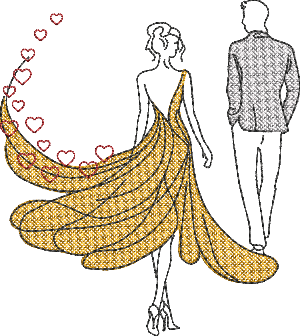 Couple d’amoureux Mylar– Légèreté, tendresse & poésie - Motif de broderie - Format disponible 10x10