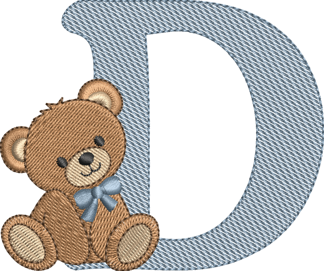 Alphabet Nounours – Monogrammes Ourson – 26 Lettres – Motifs de Broderie Machine 10x10