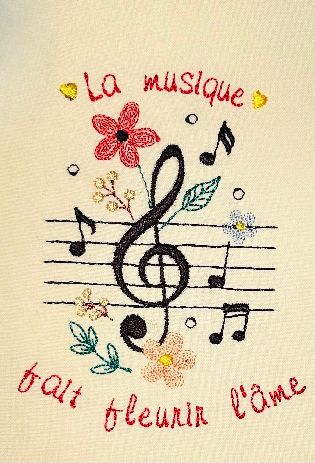 La Musique Fait Fleurir l'Âme | Motif Broderie Machine 10x10