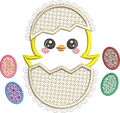 Double appliqué Poussin tissu et Coquille Mylar- Motif de broderie - Taille disponible 10x10, 15x15, pack 2 tailles