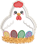 Double appliqué Tissu et Mylar Poule - Motif de broderie - Taille disponible 10x10, 15x15, pack 2 tailles