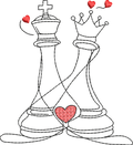 Duo Roi et Reine Echecs - Motif de broderie - Format disponible Taille 10x10, 15x15 et pack 2 tailles