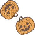 Motif de broderie machine FSL Citrouille Halloween Jack-o’-lantern en plaque de 2 pour boucles d’oreilles et breloques format cadre 10x10
