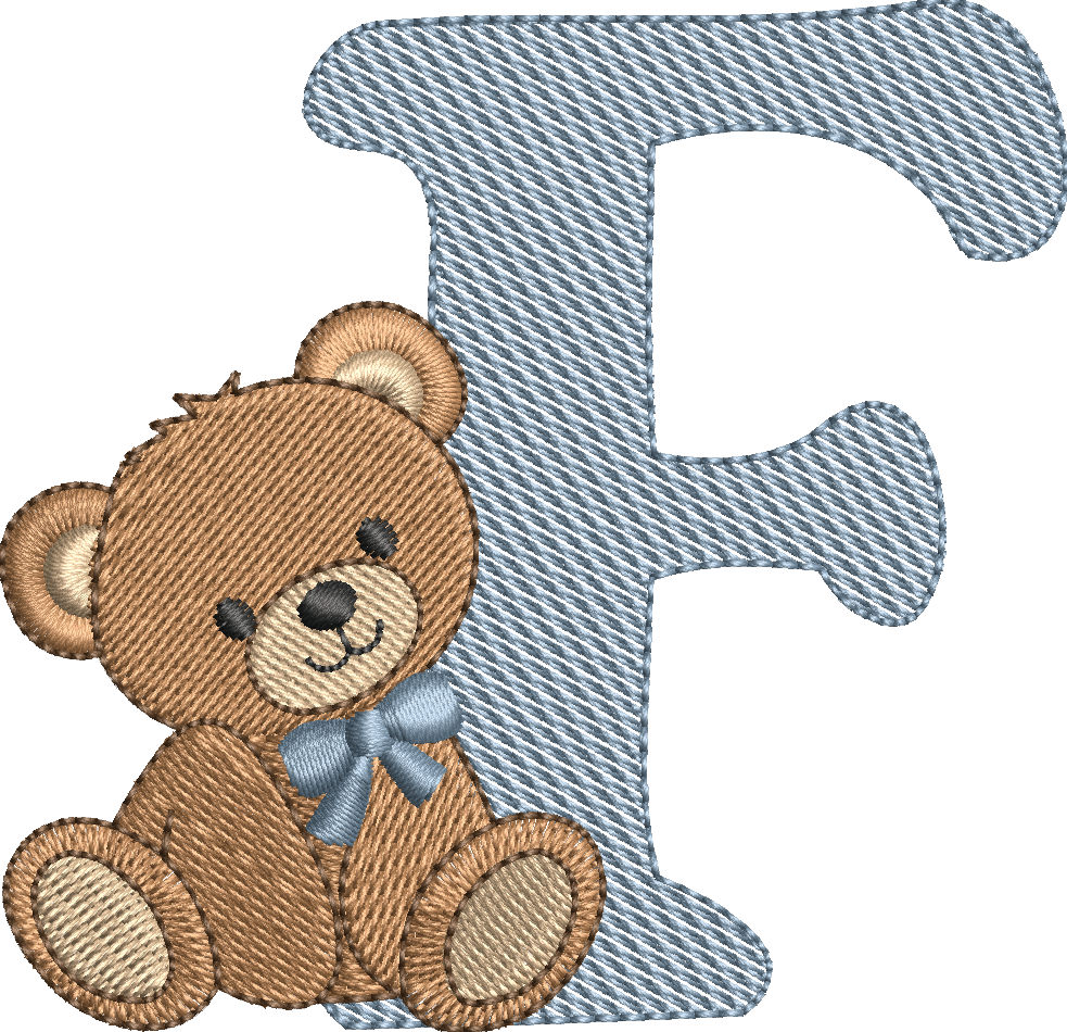 Alphabet Nounours – Monogrammes Ourson – 26 Lettres – Motifs de Broderie Machine 10x10