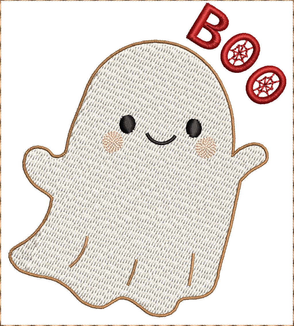 Fantôme Boo d'Halloween - Motif de broderie - Format disponible 10x10
