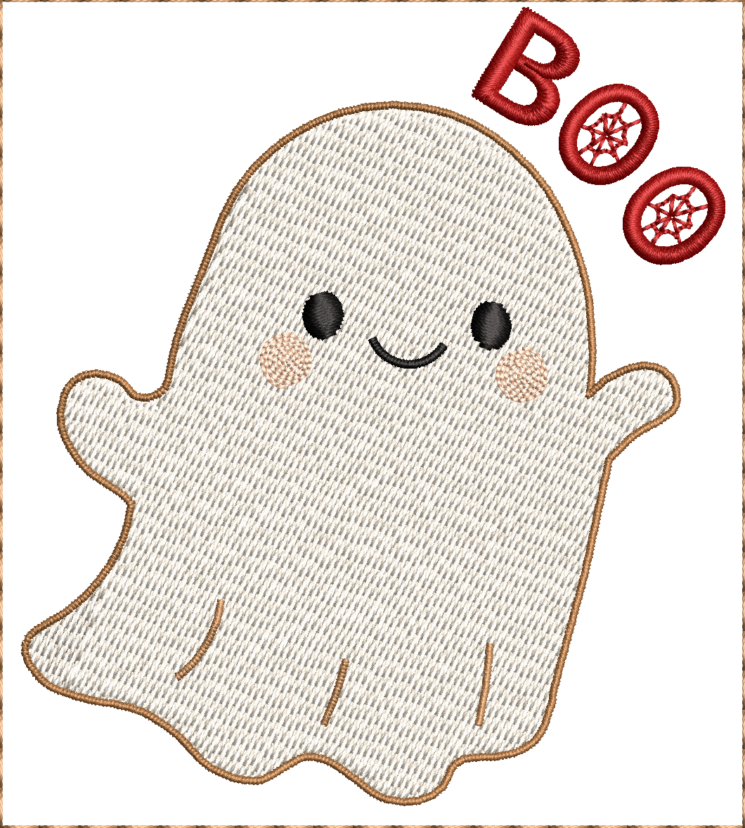Fantôme Boo d'Halloween - Motif de broderie - Format disponible 10x10