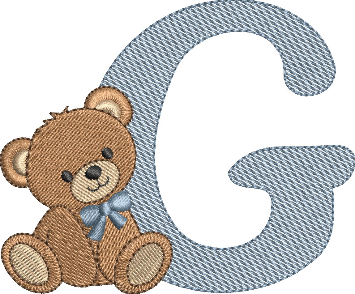 Alphabet Nounours – Monogrammes Ourson – 26 Lettres – Motifs de Broderie Machine 10x10