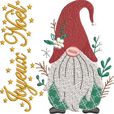 Gnome de Noël – Joyeux Noël – Motif de Broderie Machine – 4 Tailles