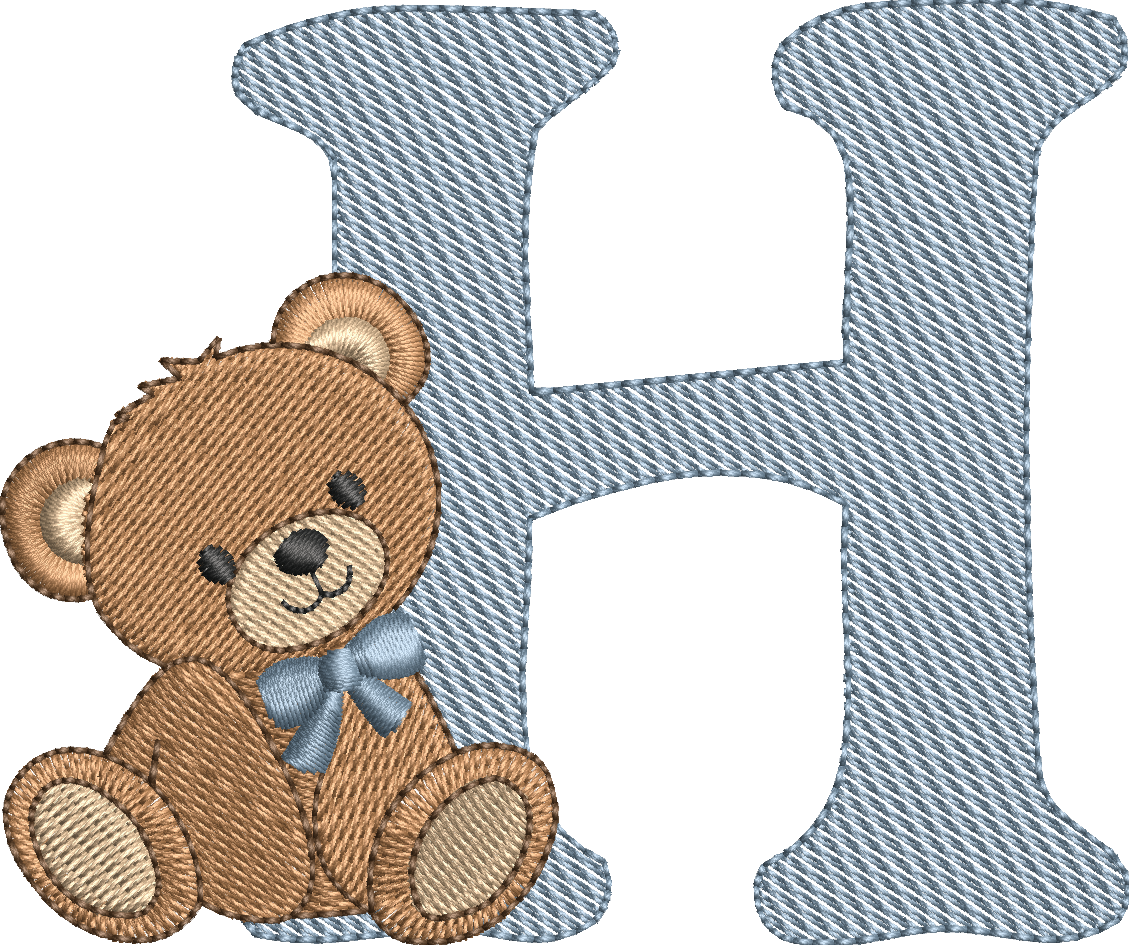 Alphabet Nounours – Monogrammes Ourson – 26 Lettres – Motifs de Broderie Machine 10x10
