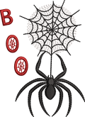 Motif de broderie machine Araignée Velvet (effet velours) Halloween avec toile d’araignée et effet relief 3D format 10x10
