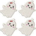 Motif de broderie machine FSL Fantôme Halloween en plaque de 4 pour boucles d’oreilles et breloques format cadre 10x10