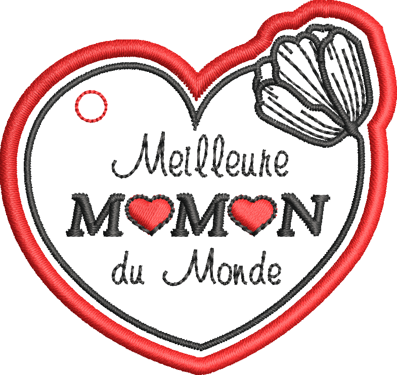 Porte-clé Coeur ITH “Meilleure Maman du Monde” - Fichier Broderie 10x10