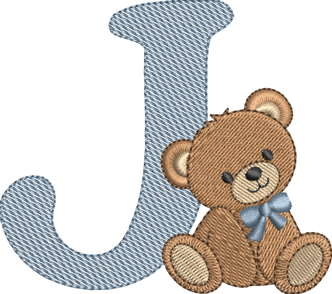 Alphabet Nounours – Monogrammes Ourson – 26 Lettres – Motifs de Broderie Machine 10x10