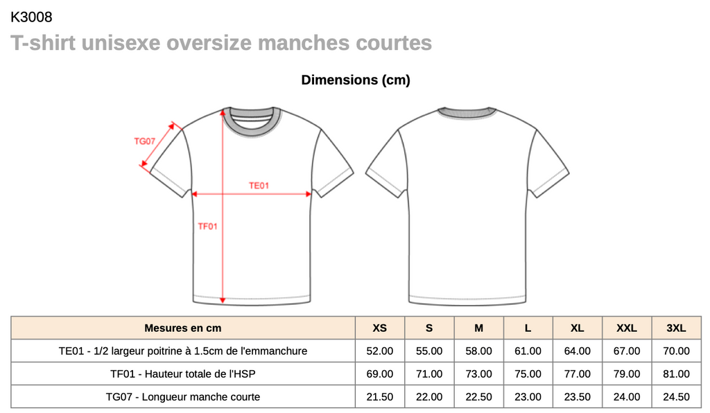 T-shirt Unisexe Oversize – Confort & Style Intemporel à personnaliser en Broderie