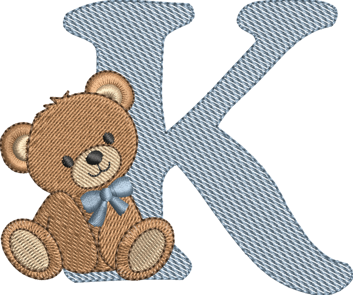 Alphabet Nounours – Monogrammes Ourson – 26 Lettres – Motifs de Broderie Machine 10x10