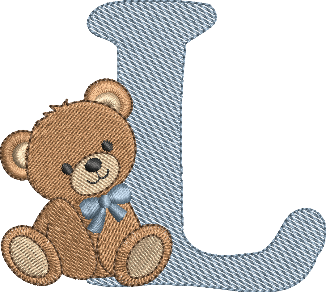 Alphabet Nounours – Monogrammes Ourson – 26 Lettres – Motifs de Broderie Machine 10x10