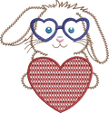 Lapin à lunette coeur - Motif de broderie - Format disponible 10x10