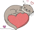 Loutre endormie – Cœur Mylar » - Format disponible : Pack 2 tailles, Cadre 10x10 et 15x15