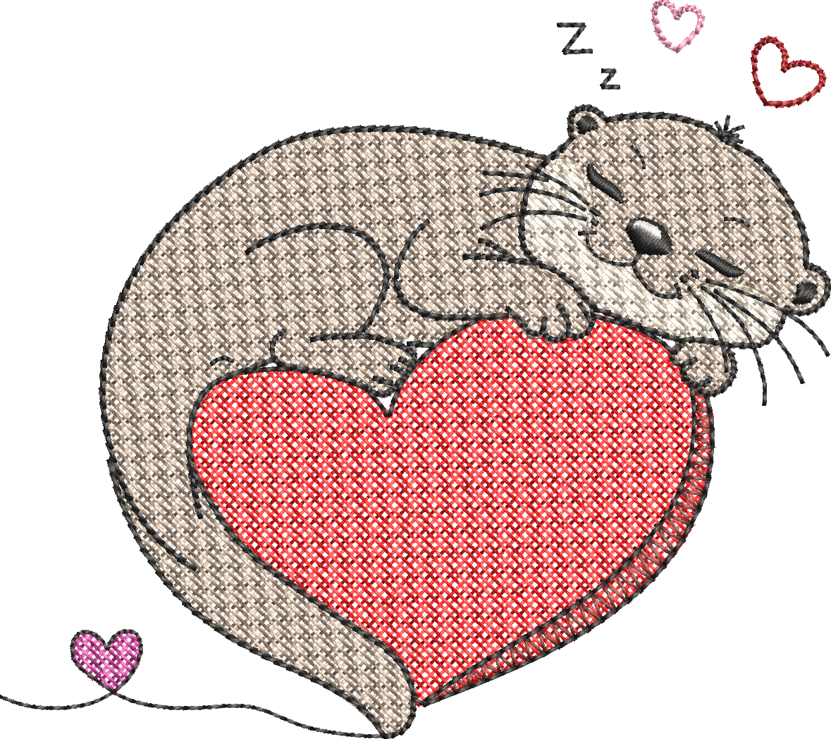 Loutre endormie – Cœur Mylar » - Format disponible : Pack 2 tailles, Cadre 10x10 et 15x15