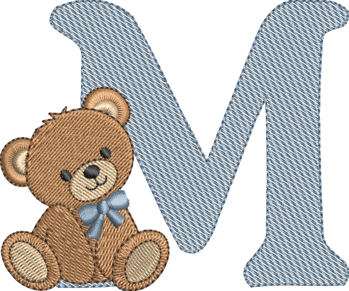 Alphabet Nounours – Monogrammes Ourson – 26 Lettres – Motifs de Broderie Machine 10x10
