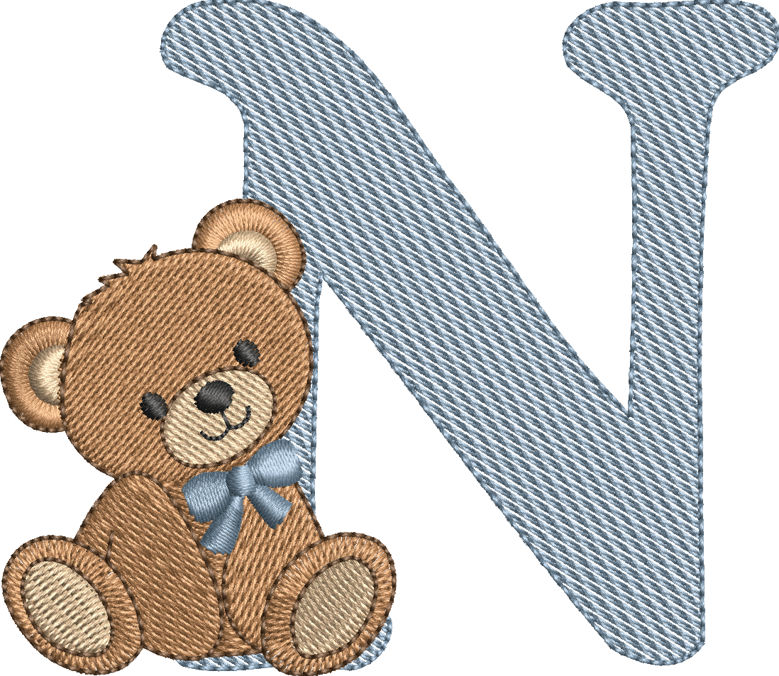 Alphabet Nounours – Monogrammes Ourson – 26 Lettres – Motifs de Broderie Machine 10x10